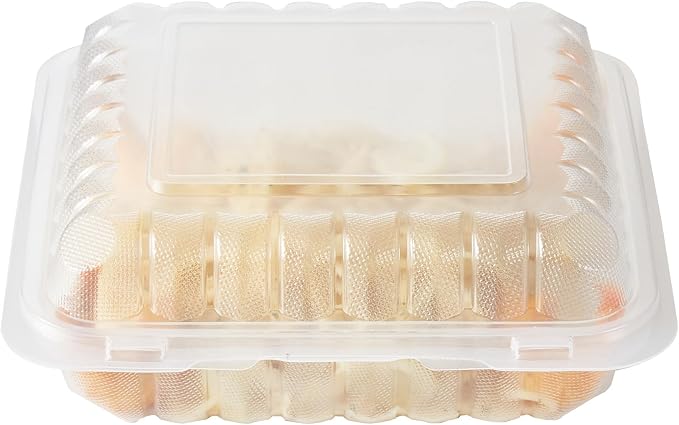 Restaurantware-Chef 101 47 Ounce Hinged Clamshell Containers, 100 Disposable Take Out Boxes - Secure Lids, Microwavable, Clear Plastic Meal Prep Containers, For Pastas, Salads, Or Sandwiches - Image 10