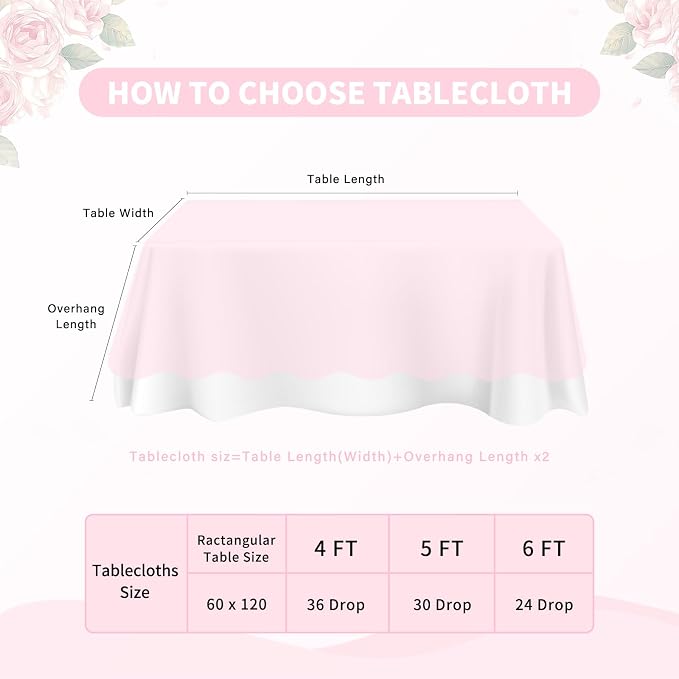 Pink Lace Table Cloth 60x120inch 2Pcs for Decorations Wedding Centerpieces - Image 4