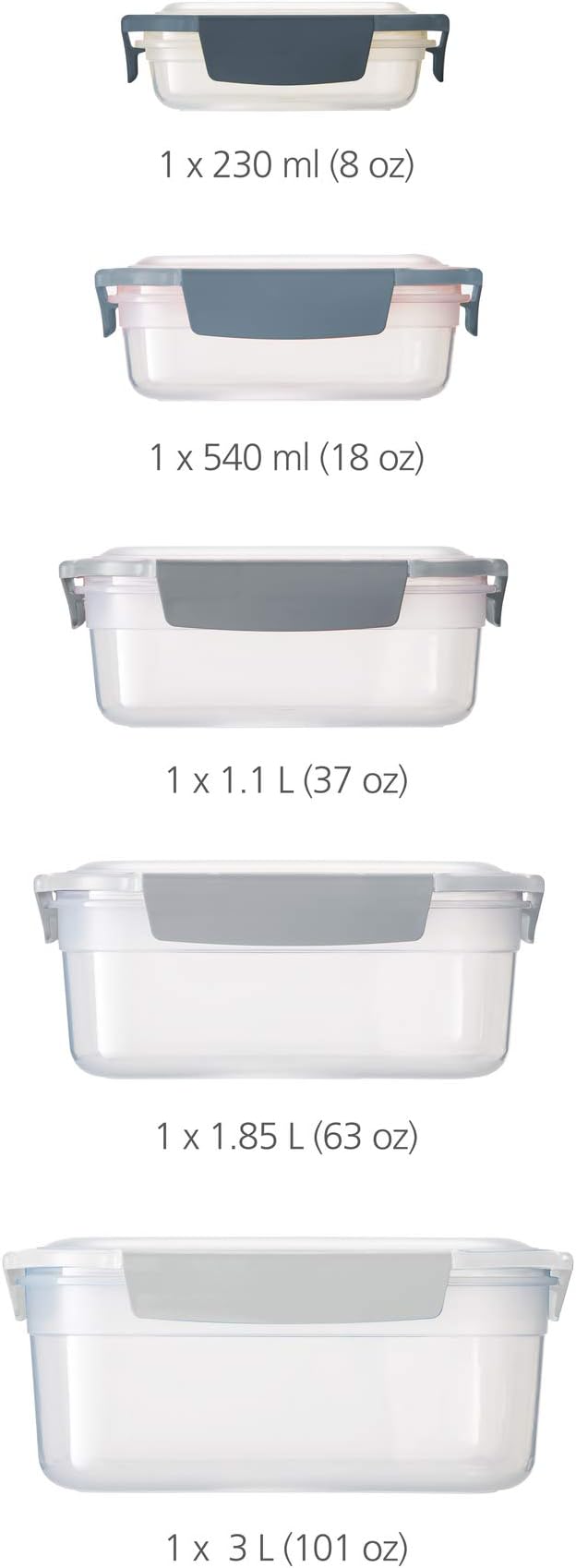 Joseph Joseph Nest Lock Plastic BPA Free Food Storage Container Set with Lockable Airtight Leakproof Lids, 10-Piece, Sky - Image 2