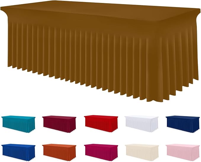 Smiry Spandex Elastic Fitted Table Cloth Skirt for 6FT Rectangle Table by Smiry