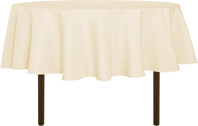 sancua Beige Round Tablecloth 60 Inch Diameter for 20-48 Inch Tables by sancua