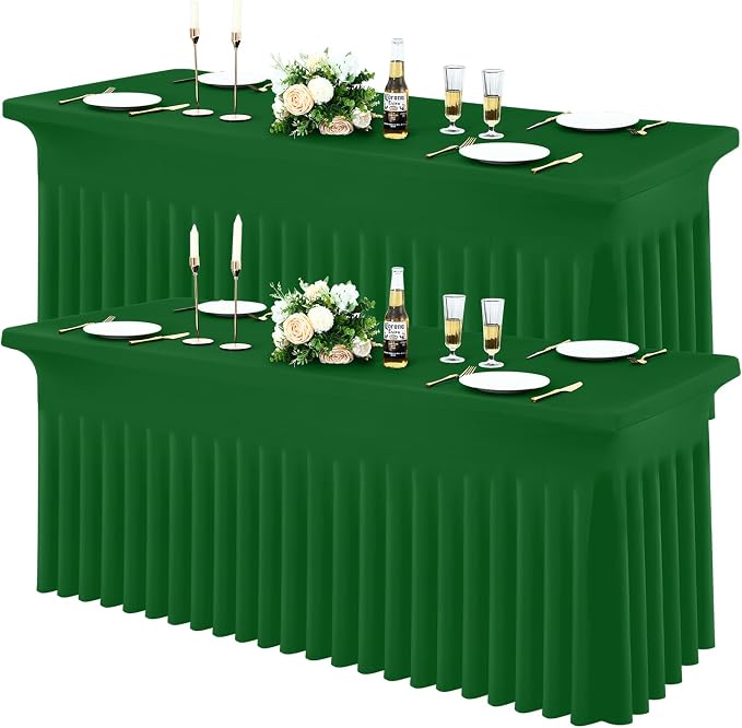 Moosfor 2 Pack Spandex Fitted Rectangle Tablecloth, Elastic Table Skirt by Moosfor