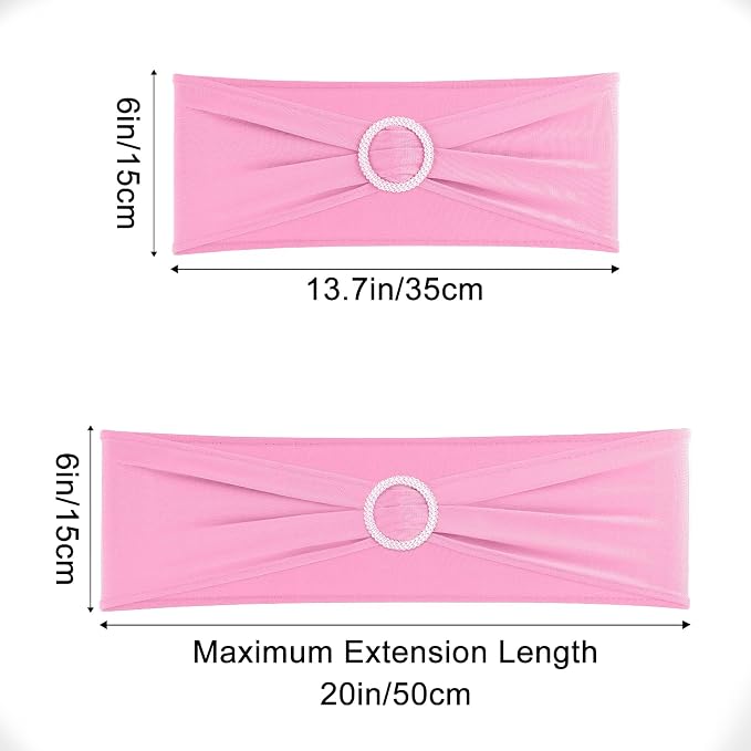 Pink Chair Sashes 25 Pack Spandex Stretch Chair Band Sashes with Buckles for Folding Chairs Wedding Party Reception Baby Shower Events Banquet Decorations - Image 2