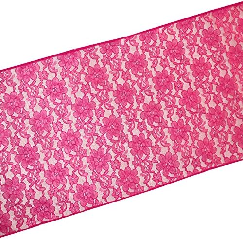 Zen Creative Designs 10 Pack Floral Lace Table Runner Sheer Lace Event Party Wedding Table Decor (12" by 120", Fuchsia) - Image 2