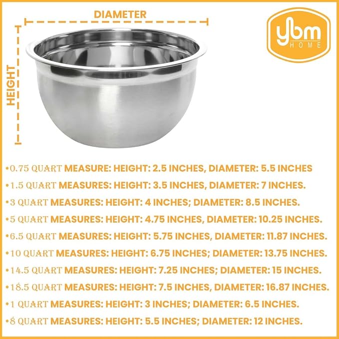 YBM HOME Heavy Duty Professional Stainless Steel Mixing Bowl – Commercial Grade Deep Prep & Serving Bowl for Baking, Cooking, Dough Mixing & Food Prep, Dishwasher Safe, 0.75 Quarts, Pack of 48 - Image 2
