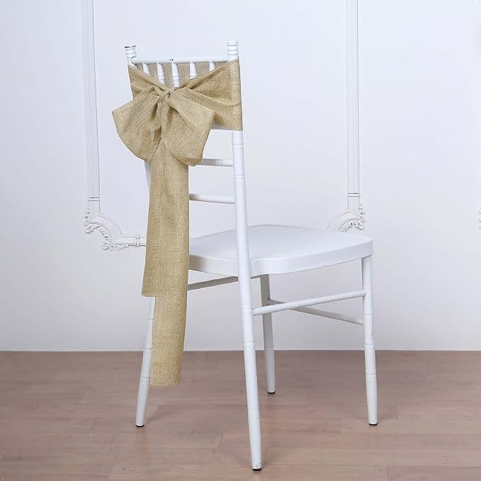 Efavormart 5 Pack | Natural Jute Faux Burlap Chair Sashes, Boho Chic Linen Decor - 6"x108" - Image 8