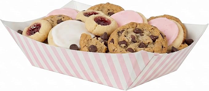 Restaurantware-Bio Tek 1 Pound Food Trays, 50 Disposable Paper Food Trays - Heavy-Duty, Greaseproof, Striped Paper Food Boats, For Snacks, Appetizers, Or Treats, Use At Parties Or Carnivals - Image 6