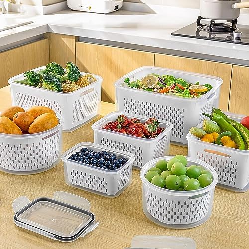 Freshmage Fruit Storage Containers for Fridge with Removable Colander 4 PCS | Airtight Food Storage Container Dishwasher Safe Produce Saver for Refrigerator Keep Berry Fruit Fresh Longer Small Clear - Image 5