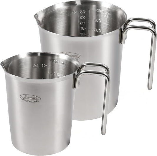 Newness 2-Pack Stainless Steel Measuring Cups Set, Metal Measuring Cup | (3 Marking Including Cup/ML/Oz Scale)(2 & 3 Cup) Metal Measuring Cup with Handle For Prepping, Baking and Cooking, Dishwasher by Newness