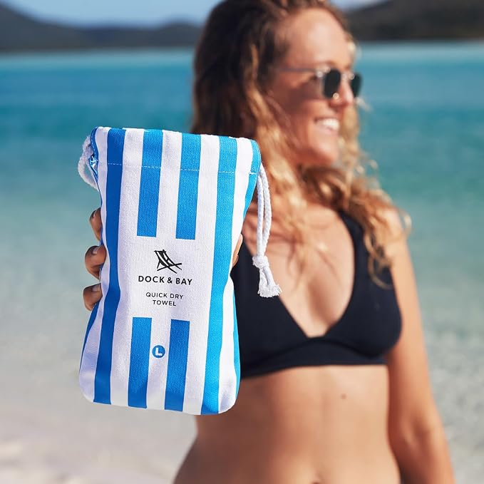 Dock & Bay Beach Towel - Quick Dry, Sand Free - Compact, Lightweight - 100% Recycled - Includes Bag - Cabana - Blue - Extra Large (200x90cm, 78x35) - Image 4