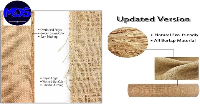 MDS® Pack of 12 Natural Burlap Table Runner, 12 x 108 Inch, Jute Vintage Rustic Farmhouse Boho Table Decor for Wedding Reception, Dining Table, Bridal Shower, Baby Shower & Holiday Party Decorations - Image 5
