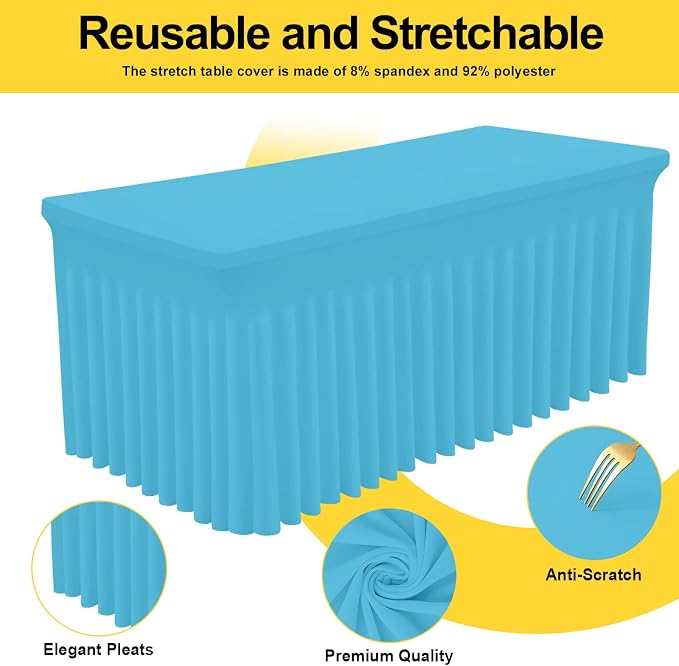 Smiry Spandex Elastic Fitted Table Cloth Skirt for 8FT Rectangle Table - Image 2