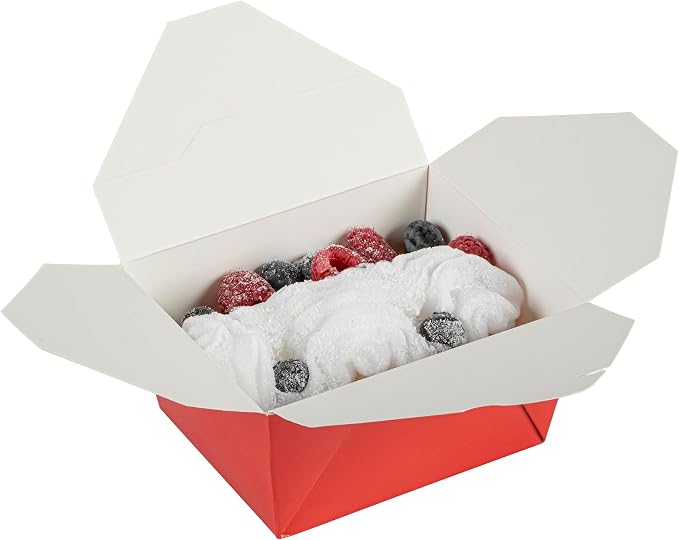 Restaurantware Bio Tek 30 Ounce Take Out Boxes 200 To Go Lunch Boxes - Tab-Lock Closure Heat-Tolerant Red Paper Disposable Lunch Boxes Greaseproof For Hot And Cold Foods - Image 2
