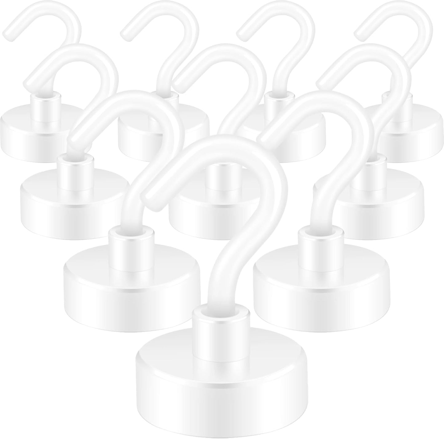 Neosmuk Magnetic Hooks,Heavy Duty Earth Magnets with Hook for Refrigerator, Extra Strong Cruise Hook for Hanging, Magnetic Hanger for Cabins, Grill (Creamy White, Pack of 10)