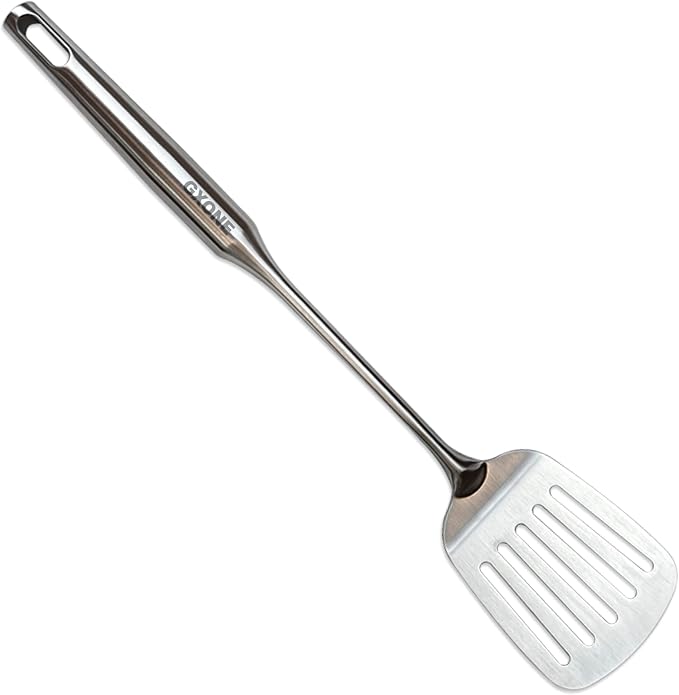 Slotted Turner & Spatula for Cast Iron Skillet Grilling Cooking by GXONEHomeKitchen