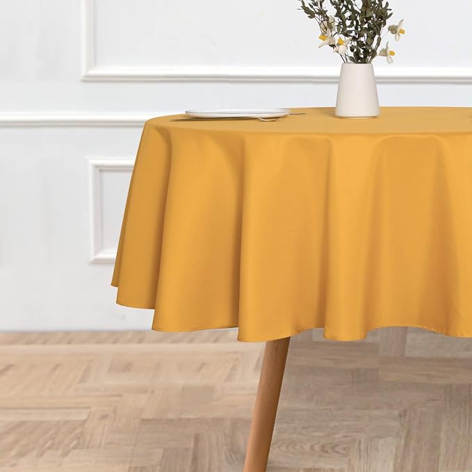 sancua Gold Round Tablecloth 60 Inch Diameter for 20-48 Inch Tables - Image 2