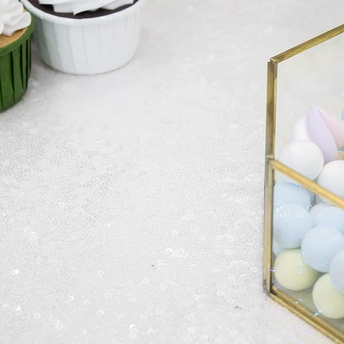 White Sequin Table Runner 12 Pack, 12''x72 Glitter Table Runner - Image 5