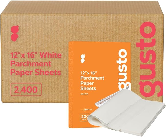 Comfy Package [Case of 2,400] 12 x 16 Inch Pre-Cut Parchment Paper Baking Sheets, Non-Stick - Parchment Paper Sheets for Baking & Cooking - White by ComfyPackage