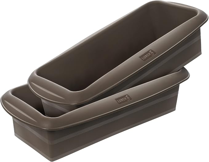 Lurch FlexiForm 585000 Loaf Tin Set of 2/2 Bread Baking Moulds 100% BPA-Free Platinum Silicone 25 x 9 cm Brown by Lurch