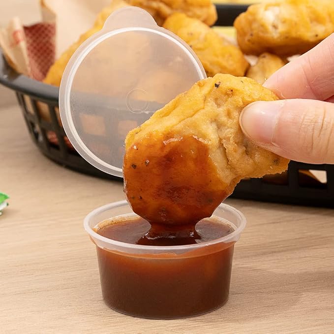 Restaurantware Clear Plastic Sauce Cups With Hinged Lids 2000 Count 1.5 Ounce Disposable Dipping Containers, Spill-Proof Storage Cups, Freezer-Safe Portion Bowls, Clear - Image 5