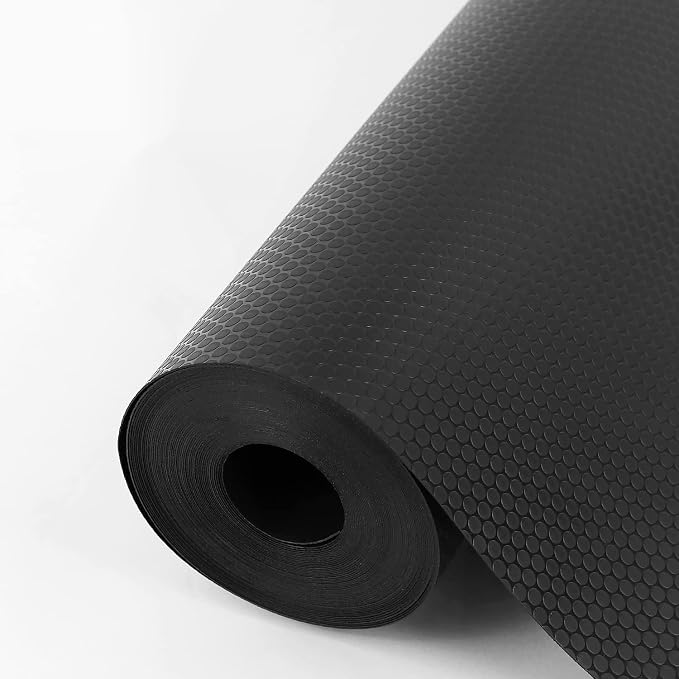 WochiTV Shelf Liner for Cabinets, Drawer 17.5 Inch x 15 Feet, Non Skid EVA Plastic Washable Mats for Kitchen Shelf, Metal Wire Shelf, Garage Rack Shelves, Toolbox, Black by WochiTV