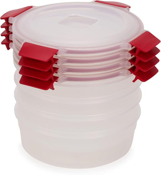 Joseph Joseph Nest Lock 8-piece Plastic BPA Free Round Food Storage Container Set with Lockable Airtight Leakproof Lids - Red by Unknown
