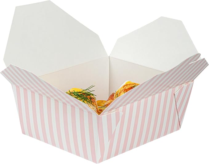 Restaurantware 45 oz Pink And White Stripe 8 Bio Box Container, 200 Ct - Image 13
