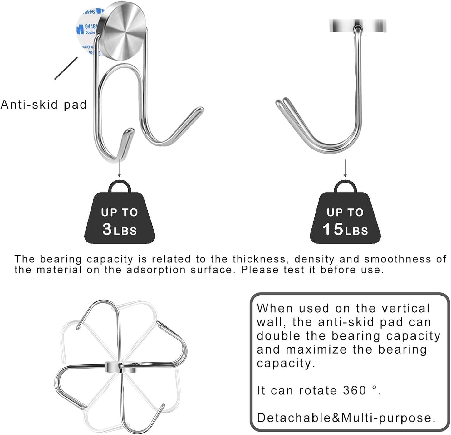 Magnetic Hooks Heavy Duty Magnetic Hooks,Magnets Hanging Hooks for Refrigerator Grill Toolbox Cabins Outdoor,Cruise Essentials Camper Accessories,8pack(Silver,0.9in-2 15Lbs)