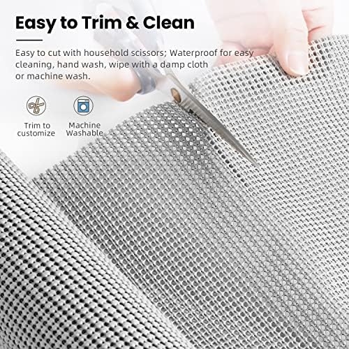 BAGAIL Non-Adhesive Shelf Liner, Thick Strong Grip Drawer Liners for Kitchen Cabinets, Heavy-Duty Easy Cut Cabinet Liners for Shelves, Pantry, Bathroom Cupboards - 17.5" x 10FT, LightGrey - Image 4