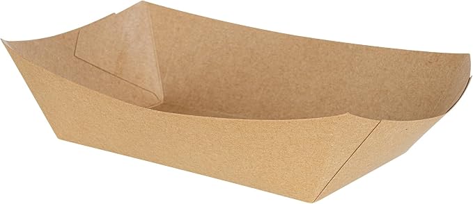 Restaurantware-Bio Tek 2 Pound Food Trays, 200 Disposable Paper Food Trays - Heavy-Duty, Greaseproof, Kraft Paper Boats, For Snacks, Appetizers, Or Treats, Use At Parties Or Carnivals - Image 2