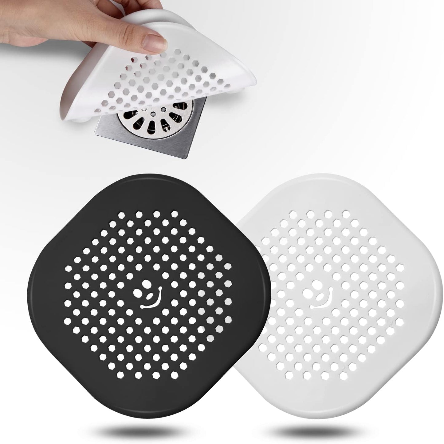 2 Pack Drain Hair Catcher Silicone Drain Protector Hair Stopper with Suction Cup for Shower Kitchen Bathroom Rose Red Set of 2