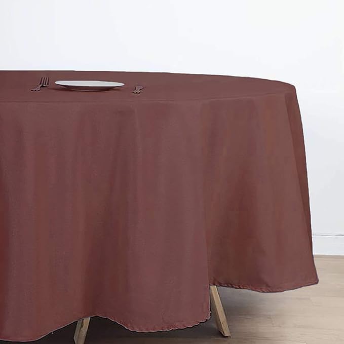 Balsa Circle 6 pcs 108 inch Chocolate Brown Round Polyester Tablecloths Fabric Table Cover Linens for Wedding Party Banquet Reception Events Kitchen Dining - Image 5