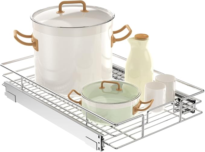 LOVMOR Pull Out Cabinet Organizer 14"W x 21"D, Kitchen Cabinet Pull Out Shelves Slide Out Storage by LOVMOR