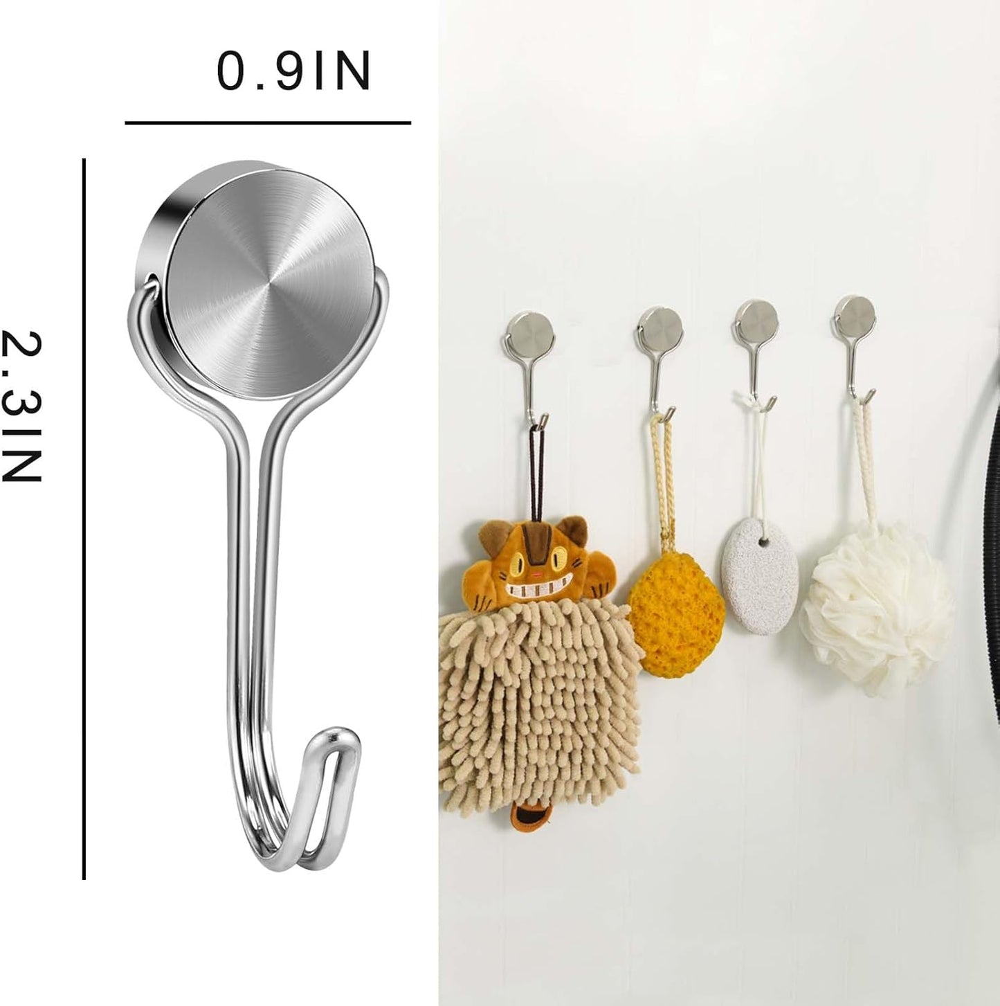 Magnetic Hooks Heavy Duty Magnets Hooks for Refrigerator Grill Toolbox Outdoor,Cruise Essentials Camper Accessories,8pack（Silver,0.9in-1 15Lbs）