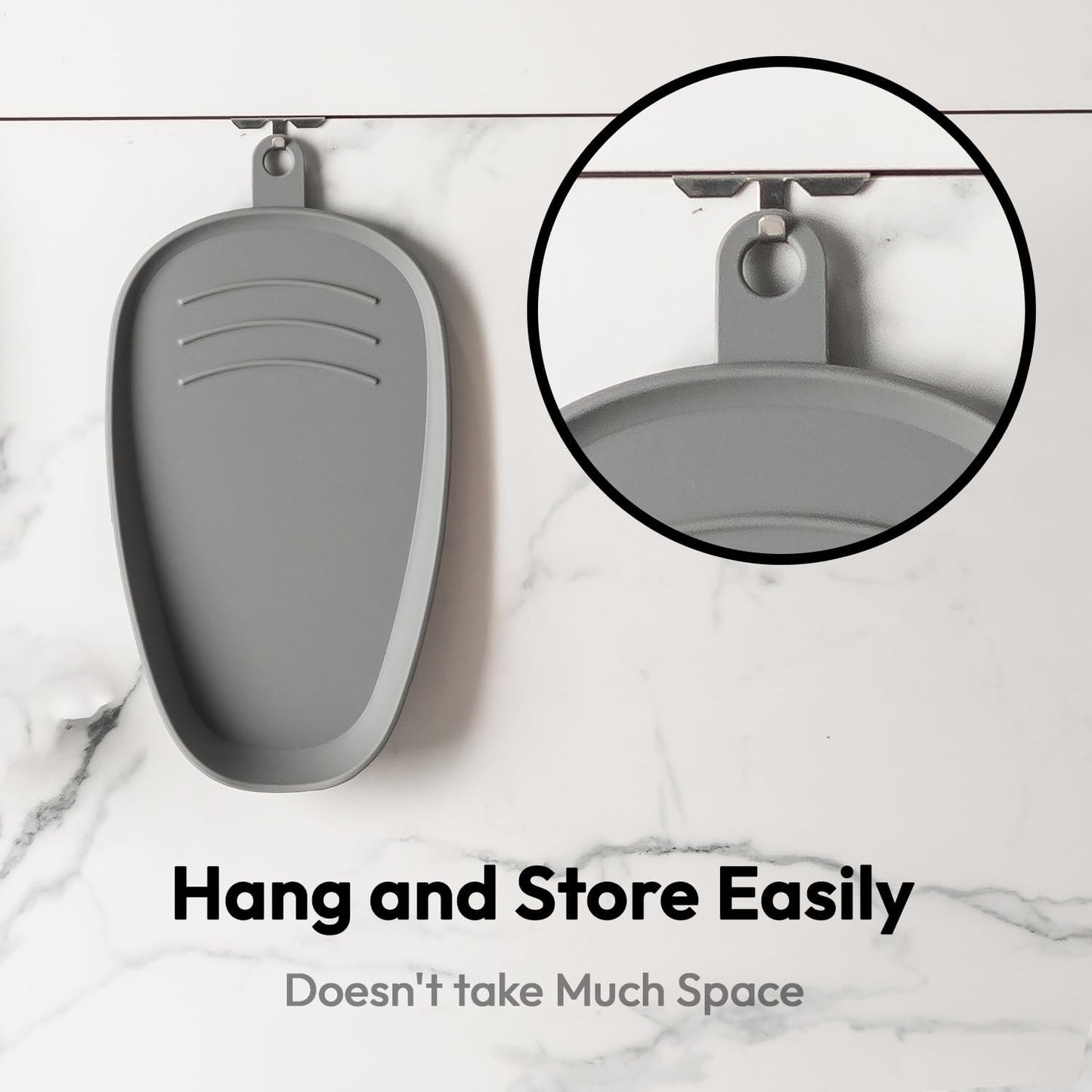 Carrotez Large Silicone Utensil Rest for Stove Top - Unbreakable Heat Resistant Silicone Spoon Rest for Kitchen Countertop - Oversized Wide Non-Scratch Spoon Holder for Camping - Grey