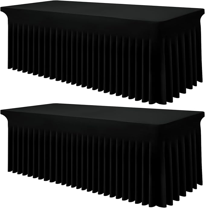 Smiry 2 Pack Spandex Elastic Fitted Table Cloth Skirt for 4FT Table by Smiry