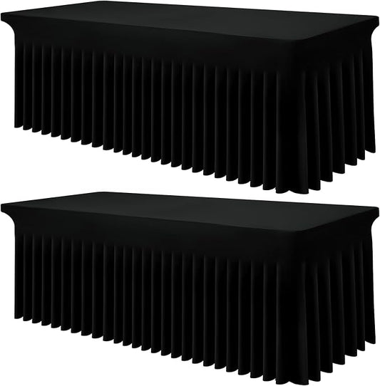 Smiry 2 Pack Spandex Elastic Fitted Table Cloth Skirt for 4FT Table by Smiry