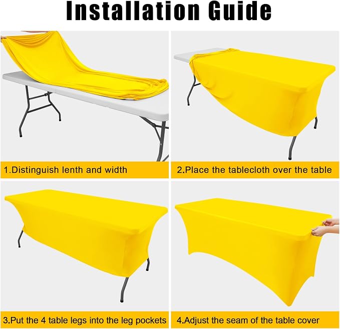 Smiry 2 Pack Spandex Table Cloth 4FT, Elastic Fitted Yellow Tablecloth - Image 5