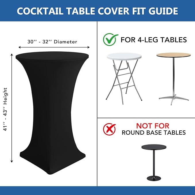 Cocktail Table Covers-Black Spandex Round High Top Table Cloths Party - Image 7