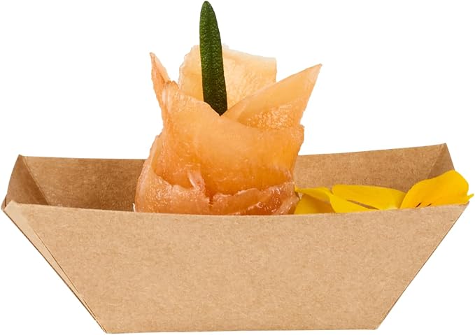 Restaurantware-Bio Tek 2 Ounce Food Boats, 50 Disposable Paper Food Trays - Heavy-Duty, Grease-Resistant, Kraft Paper Food Boats, For Snacks, Appetizers, Or Treats, Use At Parties Or Carnivals - Image 10