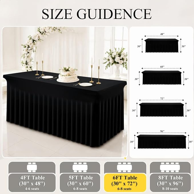 Moosfor 2 Pack Spandex Fitted Rectangle Tablecloth, Elastic Table Skirt - Image 5