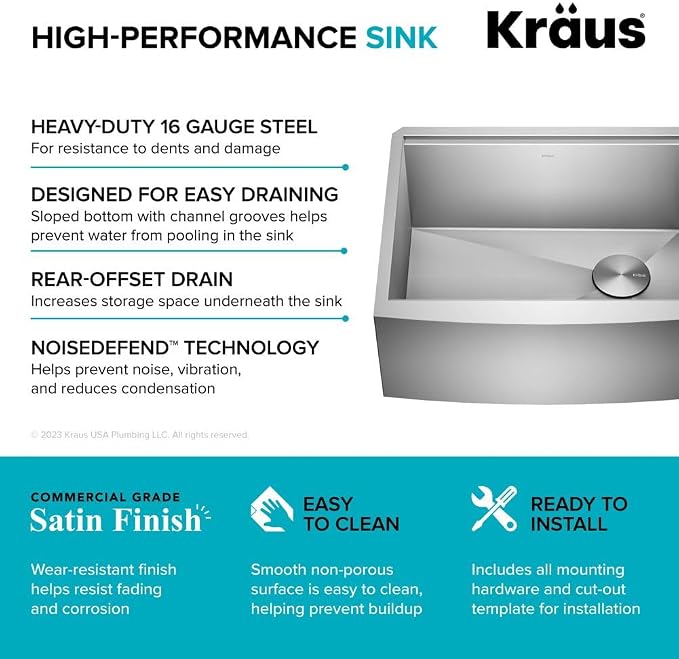 KRAUS Kore 24-Inch Farmhouse Workstation 16 Gauge Single Bowl Stainless Steel Kitchen Sink with Accessories, KWF210-24 - Image 11