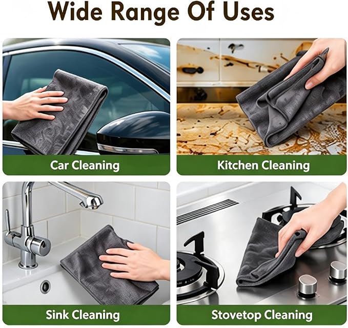 2026 New Magic Cleaning Cloth, Upgraded Thickened Microfiber, Lint Free Streak Free Reusable Non-Scratch Cleaning Rags for Windows Glass Stainless Steel Car Kitchen Sink Mirror (5) - Image 4
