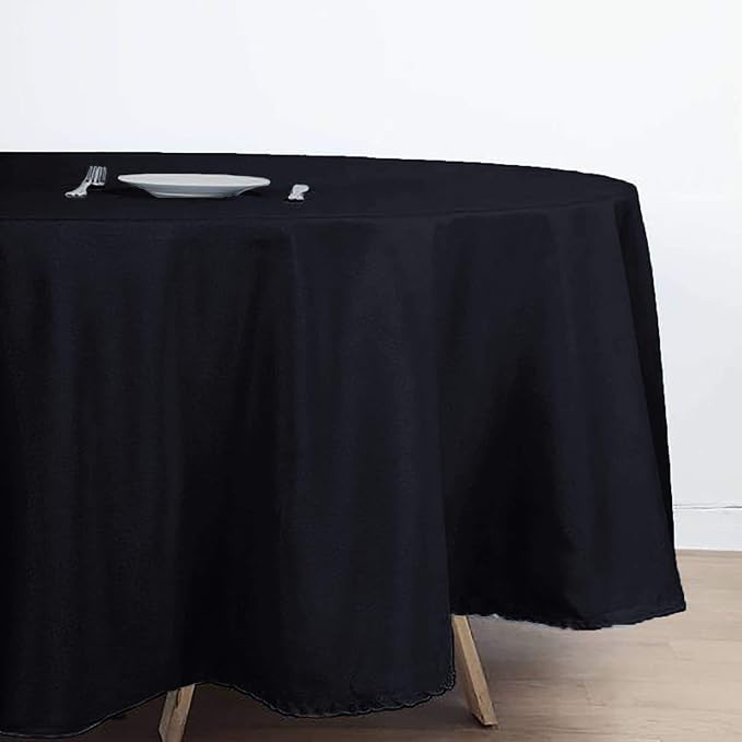 Balsa Circle 6 pcs 108 inch Black Round Polyester Tablecloths Fabric Table Cover Linens for Wedding Party Banquet Reception Events Kitchen Dining - Image 6