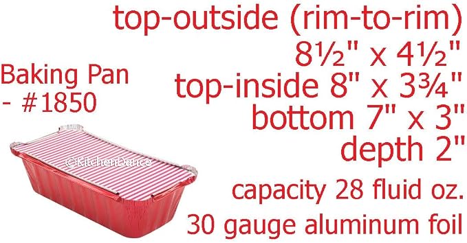 KitchenDance Disposable Aluminum Closable Loaf Pans with Lids - 2 Pounds Aluminum Foil Pans for Cakes, Cobblers - Baking Pans Perfect for Baking, Storing, Preparing Food - 1850 (Red, 1000) - Image 2