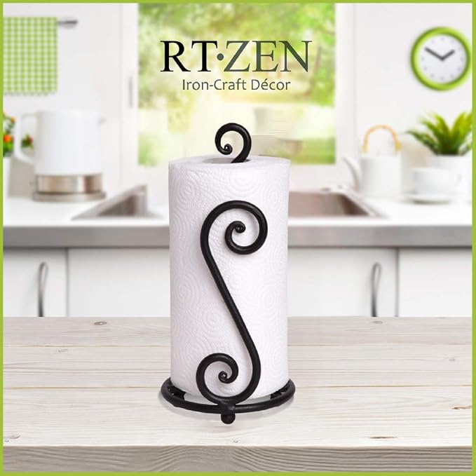 RTZEN Matte Black Paper Towel Holder Non-Slip Base Countertop - Image 4