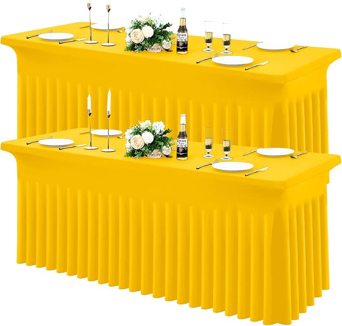 Moosfor 2 Pack Spandex Fitted Rectangle Tablecloth, Elastic Table Skirt by Moosfor