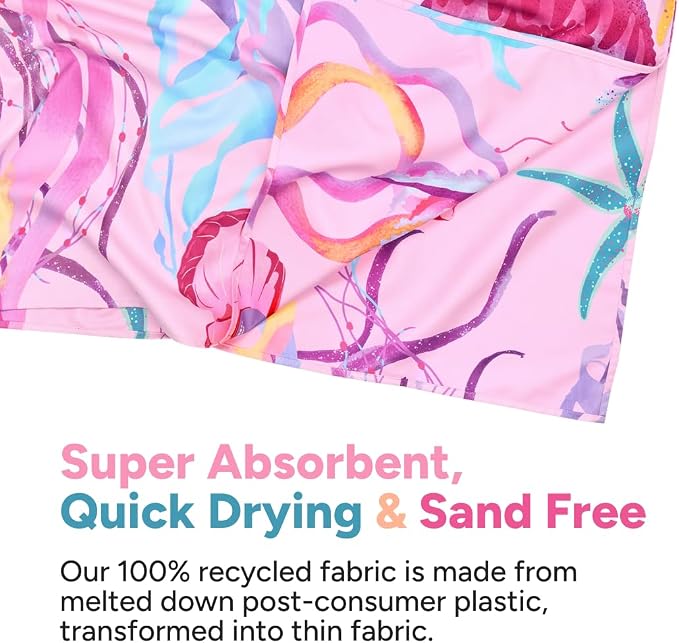 Dock & Bay Kid's Towel - Quick Dry, Sand Free - Compact, Lightweight - 100% Recycled - Includes Bag - Ready for This Jelly - Large (160x90cm, 63x35) - Image 3