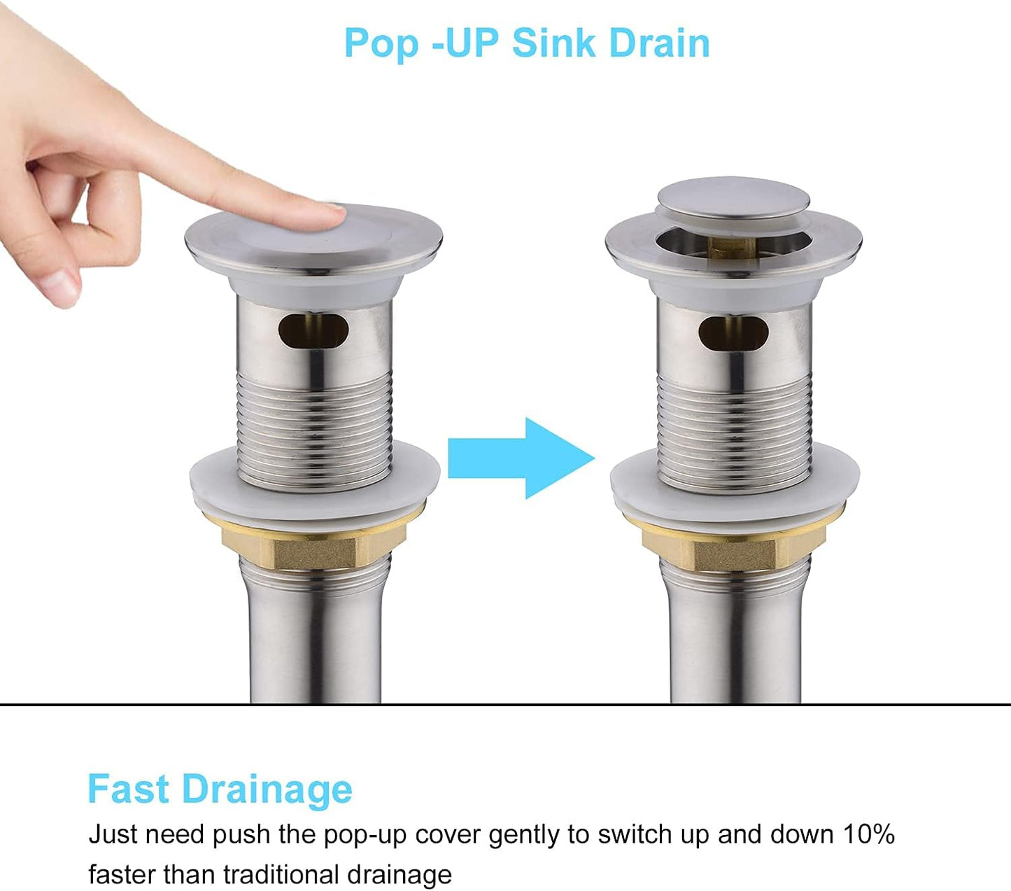 CREA Bathroom Sink Drain, Bathroom Sink Stopper with Drain Hair Catcher Pop Up Drain 1 1/2" for Bathroom Vanity Kitchen Sink with Overflow, Brushed Nickel