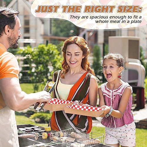 Disposable Red White Checkerboard Paper Food Trays 5 lb Heavy Duty Kraft Paper Food Serving Boats 10.2 x 7.1 x 2 Inch Nacho Taco Hot Dog Chips Snack Hamburger Holder for Party Restaurant (60 Pcs) - Image 6